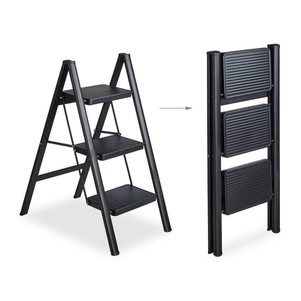Folding steel stepladder