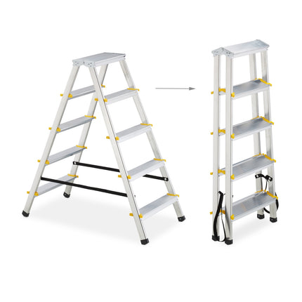 Folding stepladder in aluminium