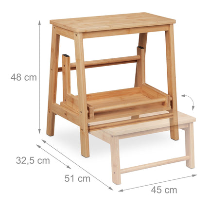 Folding step stool made of bamboo