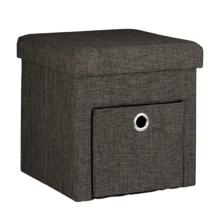 Folding stool in linen with compartment