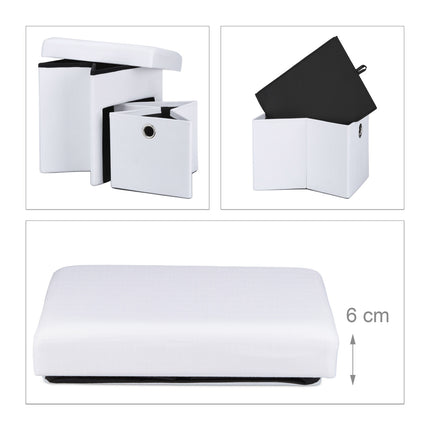Folding stool in linen with compartment