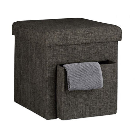 Folding stool in linen with compartment