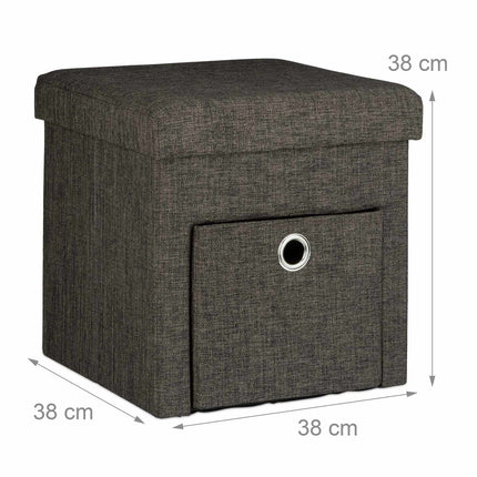 Folding stool in linen with compartment