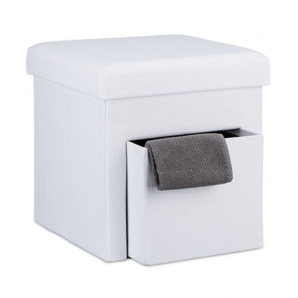 Folding stool in linen with compartment