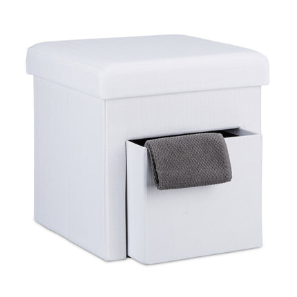 Folding stool in linen with compartment