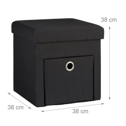 Folding stool in linen with compartment