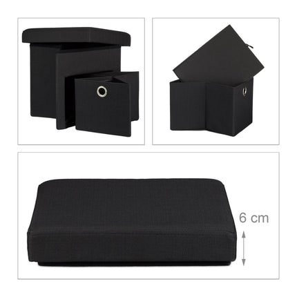 Folding stool in linen with compartment