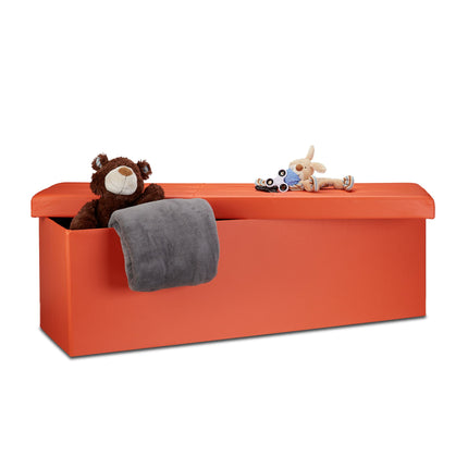 Folding storage bench in artificial leather