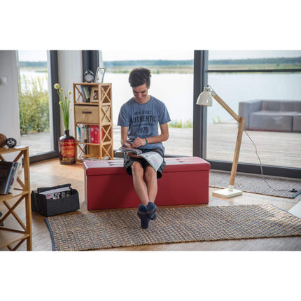 Folding storage bench in artificial leather