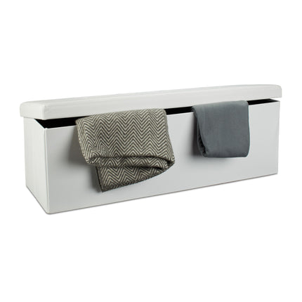 Folding storage bench in artificial leather