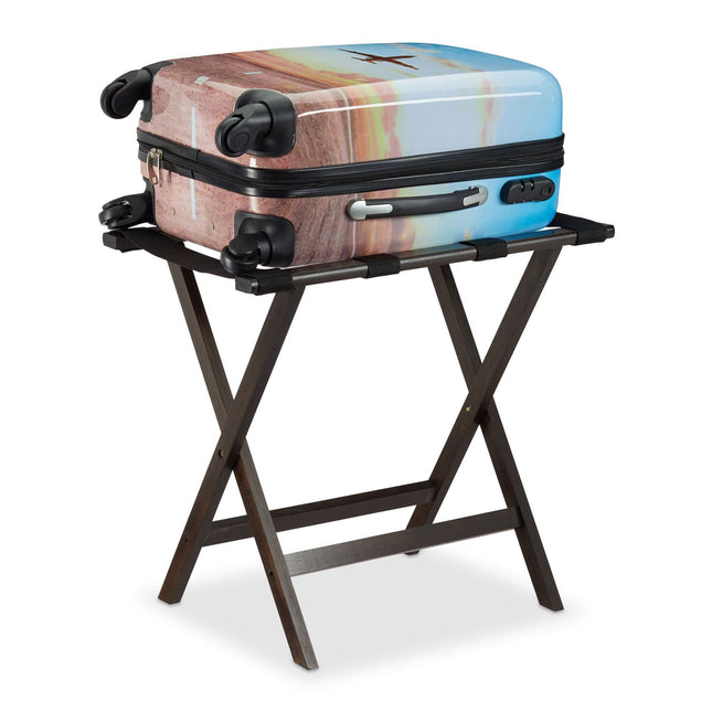 Folding suitcase stand in dark brown