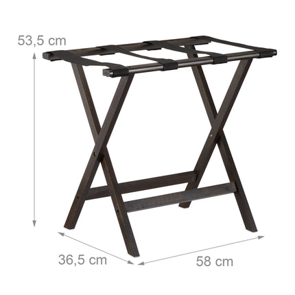 Folding suitcase stand in dark brown