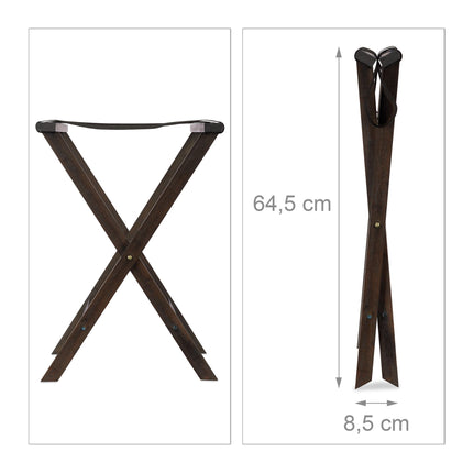 Folding suitcase stand in dark brown