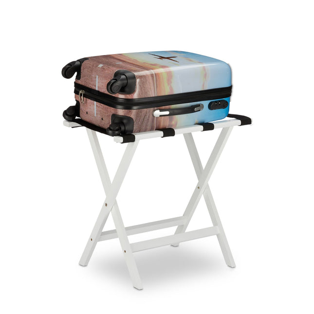 Folding suitcase stand in white