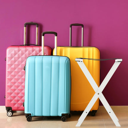 Folding suitcase stand in white