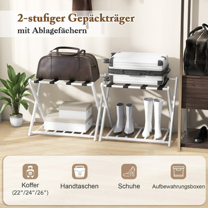 Folding suitcase stand with 2-tier design luggage rack metal luggage rack suitcase rack