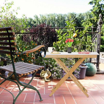 Folding table bamboo height adjustable