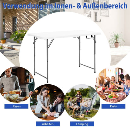 Folding table double folding picnic table with height adjustment white