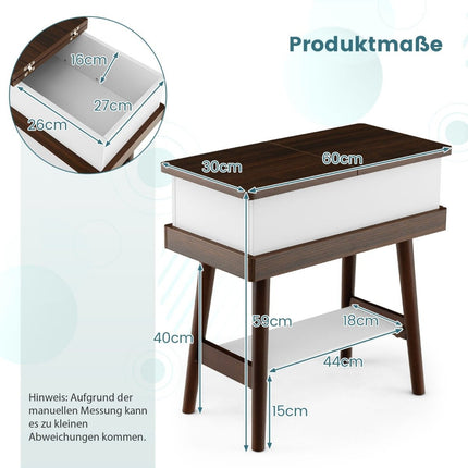 Folding table sofa table with 180° foldable top 60 x 30 x 60 cm dark brown