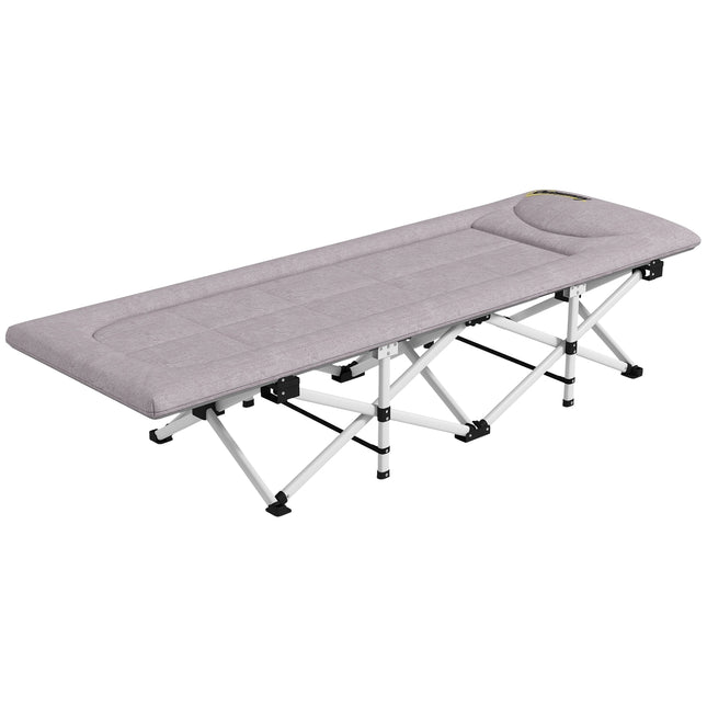 Folding tent bed, Oxford Gray - 200 kg Capacity, 200x65x42cm