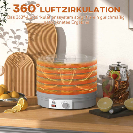 Food Dehydrator with 5 Stackable Trays, Adjustable Temp