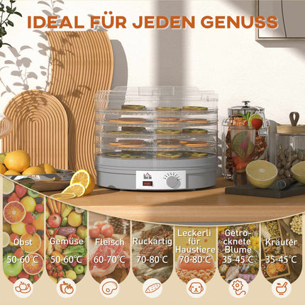 Food Dehydrator with 5 Stackable Trays, Adjustable Temp