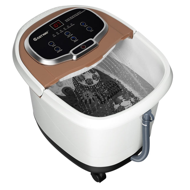 Foot Bath Massager with Rollers 35-48℃ Electric Foot Bath Shower Massage Brown