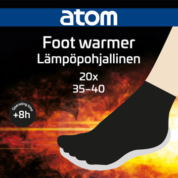 Foot Warmer Insoles for Shoe Size 35–40, 20 Pack, 8+ Hour Operating Time