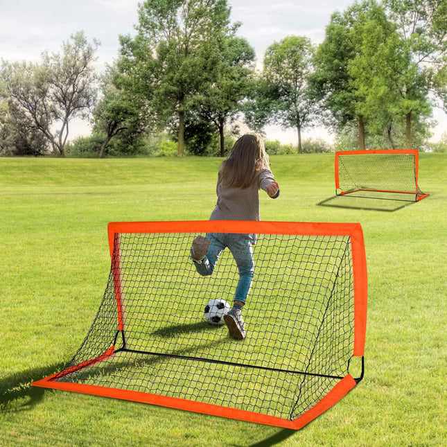 Mini folding soccer goals, metal and Oxford cloth, set of 2