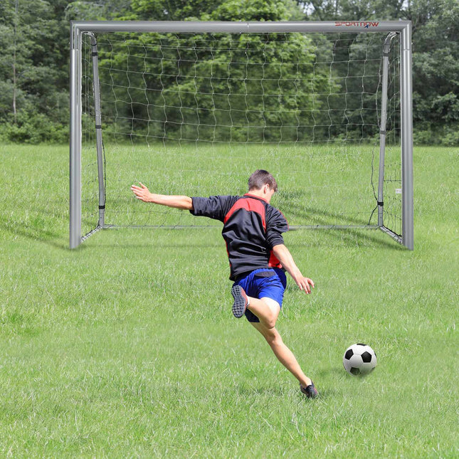 Soccer goal in steel with PE Mesh, 240x85x160 cm, Grey