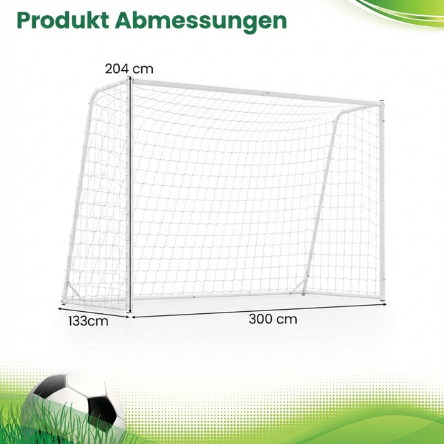Football Goal with Sturdy Metal Frame & PE Net 300x204 cm