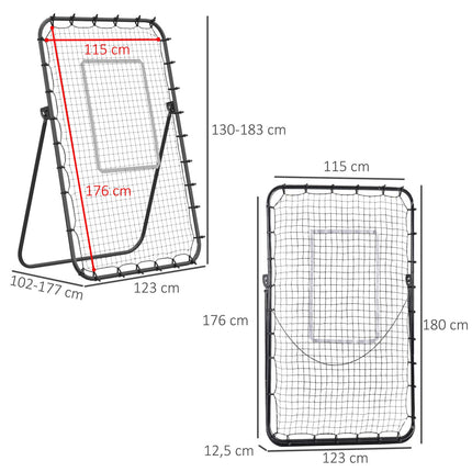 Soccer rebounder goal, folding back wall, adjustable levels