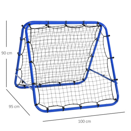 Adjustable double-sided football rebounder net, steel, 100x95x90 cm