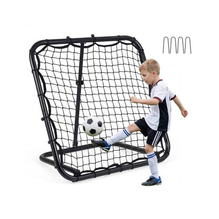 Football Rebounder Net with 4 Adjustable Angles, Foldable Metal Frame, Black