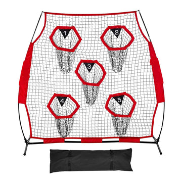 Football Throwing Net 6x6 ft, 5 Target Pockets, Carry Bag