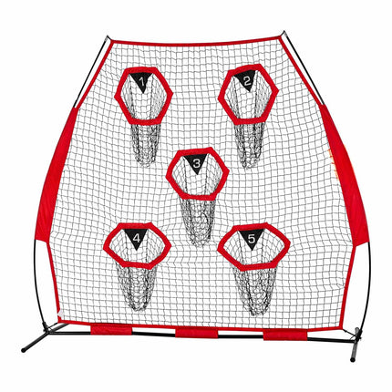 Football Throwing Net 7x7 ft, 5 Target Pockets, Portable