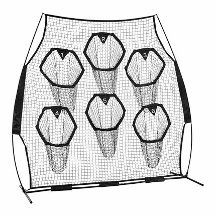 Football Throwing Net 8x8 ft, 6 Target Pockets, Carry Bag