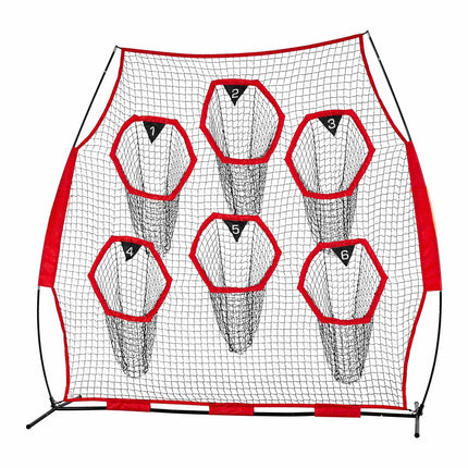 Football Throwing Net, 8x8 ft, 6 Target Pockets; Carry Bag