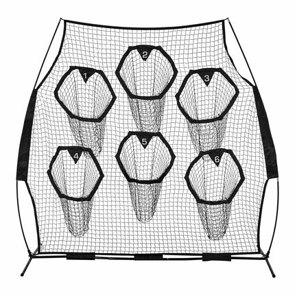 Football Throwing Net 8x8 ft, 6 Target Pockets, Carry Bag