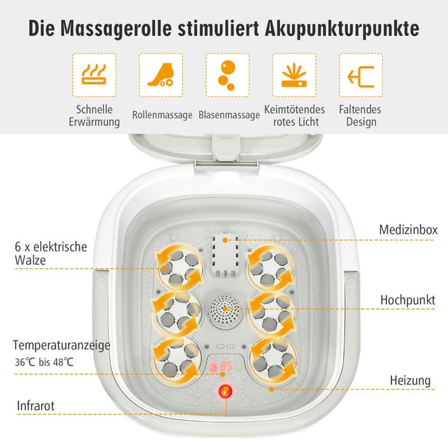 Foot bath massager foot bath whirlpool with adjustable heating temperature 42 x 40 x 24 cm gray