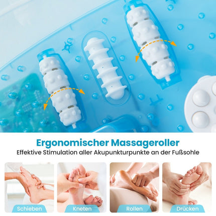Foot massager foot bath foot bath with removable pedicure stone 1-hour automatic switch-off blue