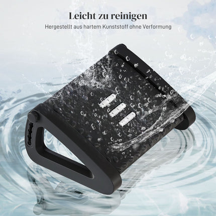 Adjustable ergonomic footrest with massage surface, black