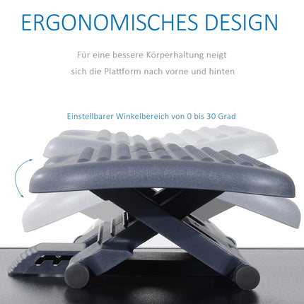 Height-adjustable footrest, plastic, dark grey, 46x35cm