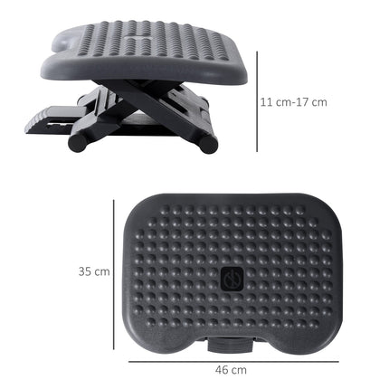 Height-adjustable footrest, plastic, dark grey, 46x35cm
