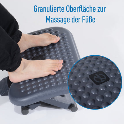 Height-adjustable footrest, plastic, dark grey, 46x35cm