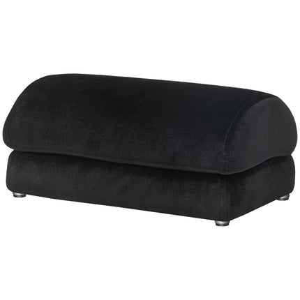 Footrest with anti-slip padding, velvet look, black