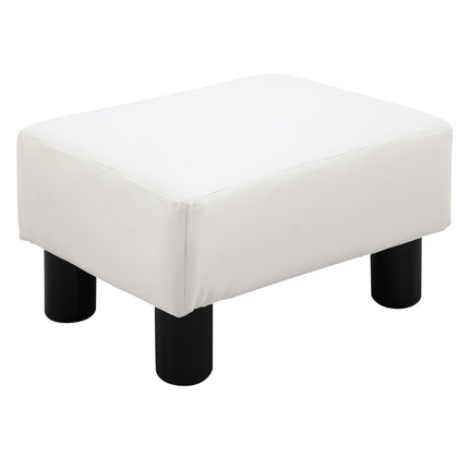 Chesterfield Footstool in synthetic leather, White, 40x30x24 cm