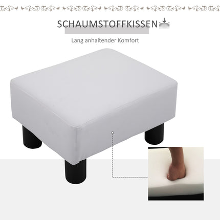 Chesterfield Footstool in synthetic leather, White, 40x30x24 cm