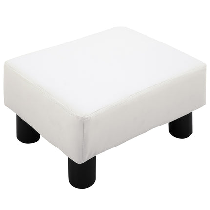 Chesterfield Footstool in synthetic leather, White, 40x30x24 cm