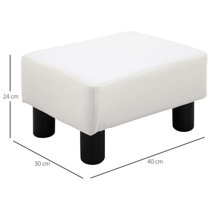 Chesterfield Footstool in synthetic leather, White, 40x30x24 cm